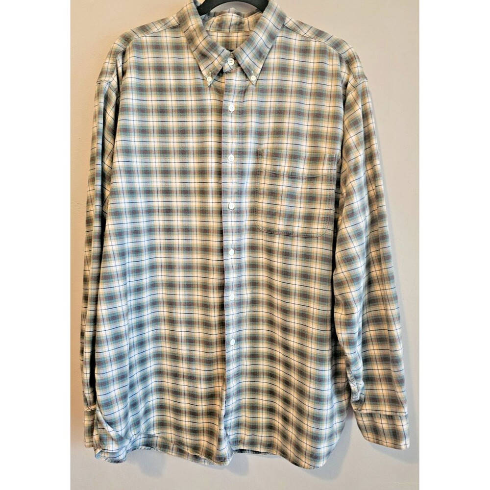 J Crew Classic Fit Plaid Brushed Twill Shirt Men XL multi colored vintage